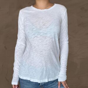 Goldie intimates white pima cotton long sleeve top size small